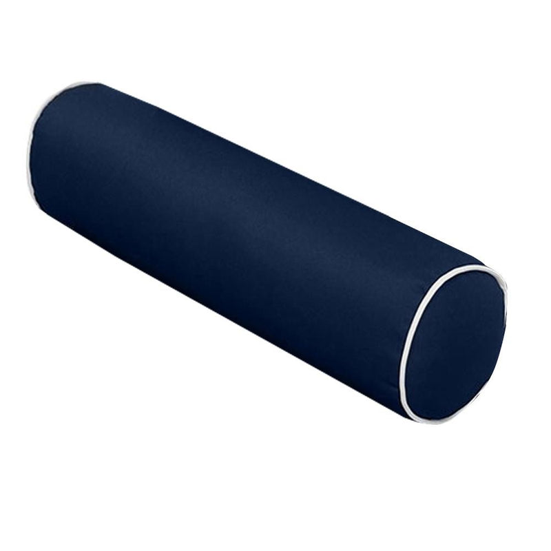 24 x 6 Contrast Pipe Trim Medium Outdoor Bolster Pillow Cushion Insert Slip Cover-AD101