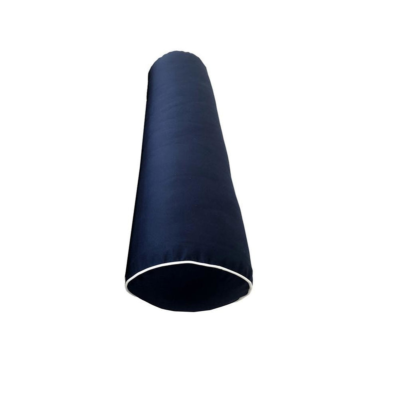24 x 6 Contrast Pipe Trim Medium Outdoor Bolster Pillow Cushion Insert Slip Cover-AD101