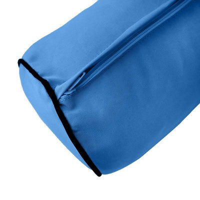24 x 6 Contrast Pipe Trim Medium Outdoor Bolster Pillow Cushion Insert Slip Cover-AD102