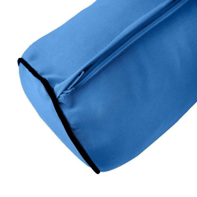 24 x 6 Contrast Pipe Trim Medium Outdoor Bolster Pillow Cushion Insert Slip Cover-AD102