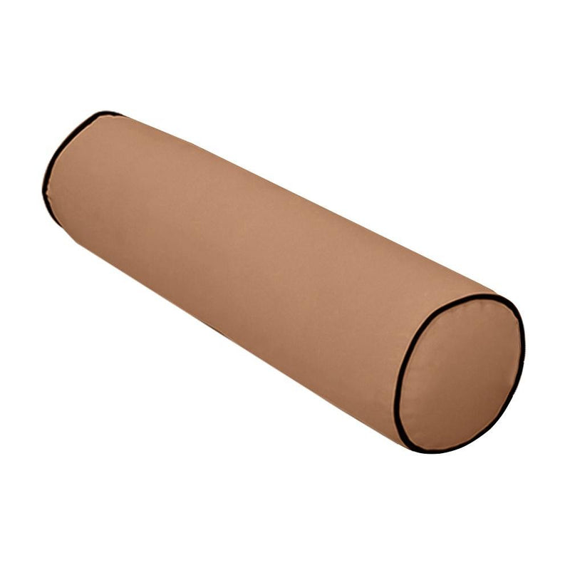 24 x 6 Contrast Pipe Trim Medium Outdoor Bolster Pillow Cushion Insert Slip Cover-AD104