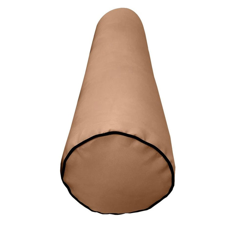 24 x 6 Contrast Pipe Trim Medium Outdoor Bolster Pillow Cushion Insert Slip Cover-AD104