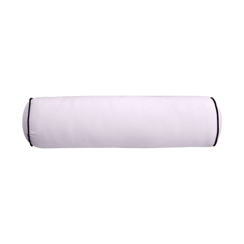 24 x 6 Contrast Pipe Trim Medium Outdoor Bolster Pillow Cushion Insert Slip Cover-AD107