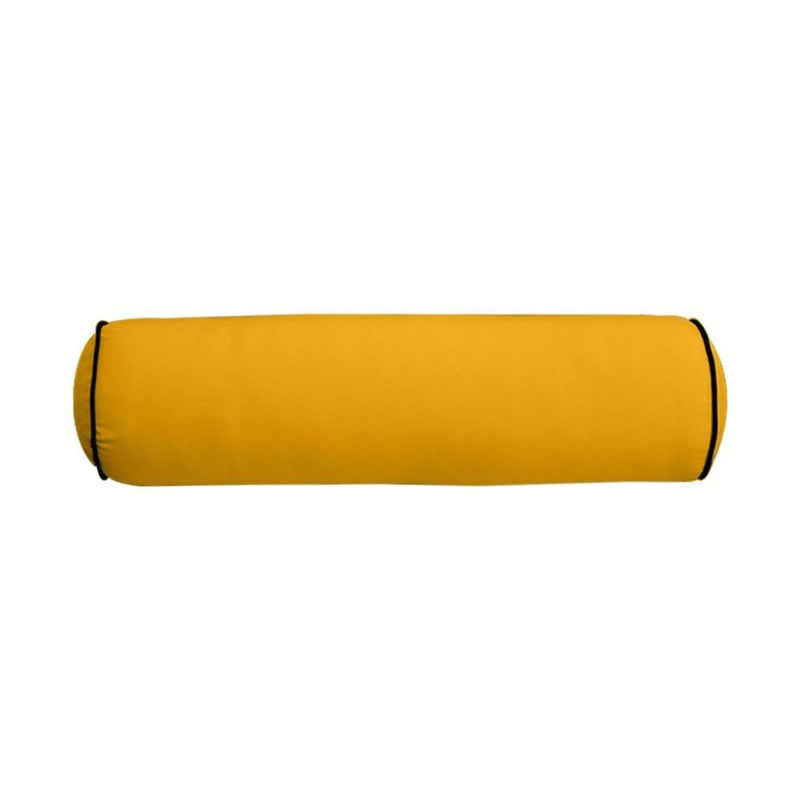 24 x 6 Contrast Pipe Trim Medium Outdoor Bolster Pillow Cushion Insert Slip Cover-AD108