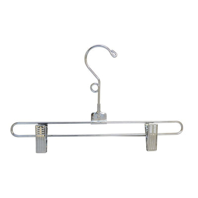 25 Pcs Skirt Hangers Size 12" Chrome Metal Wire Pant Skirt Clip Pinch Grip Fixture Retail Display Adult Clothes Hangers