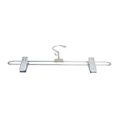 25 Pcs Skirt Hangers Size 12" Chrome Metal Wire Pant Skirt Clip Pinch Grip Fixture Retail Display Adult Clothes Hangers