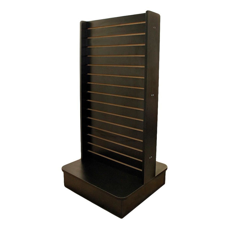 25" x 25" x 54" Black Display Tower 2 Sided Slatwall Floor Knockdown Displays Retail Store