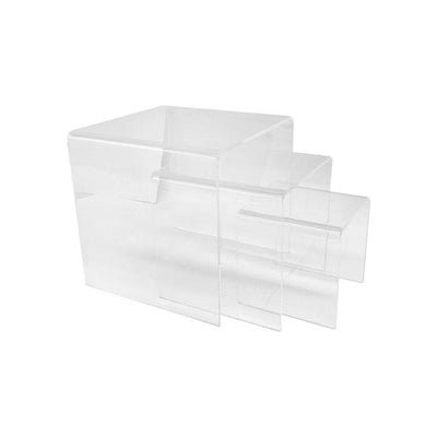 3" 4" 5"H Lucite Clear Acrylic U Cubes Riser Nester Retail Store Display - 3 Pc
