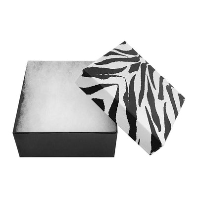 3-3/4x 3-3/4 Zebra Animal Print Cotton Filled Batting Gift Boxes Jewelry - 10 Pc