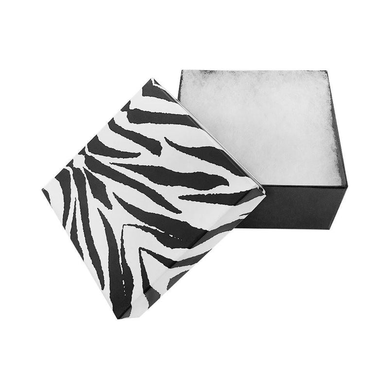 3-3/4x 3-3/4 Zebra Animal Print Cotton Filled Batting Gift Boxes Jewelry - 10 Pc