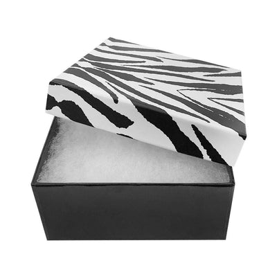 3-3/4x 3-3/4 Zebra Animal Print Cotton Filled Batting Gift Boxes Jewelry - 10 Pc