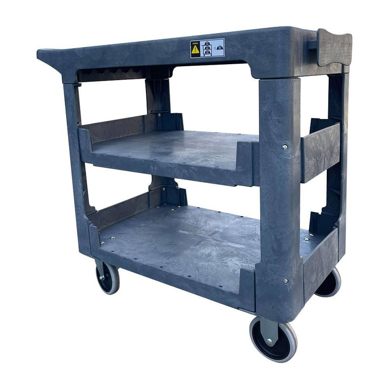3-Shelf Heavy Duty Plastic Utility & Service Cart Rubber Casters 500LB