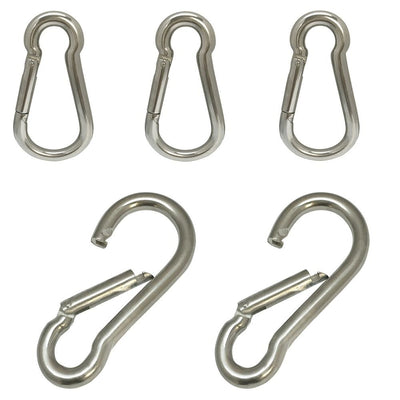3/16" x 50mm Carabiner Spring Snap Hook Marine Set 5 PC 316 Stainless Steel 80 Lbs