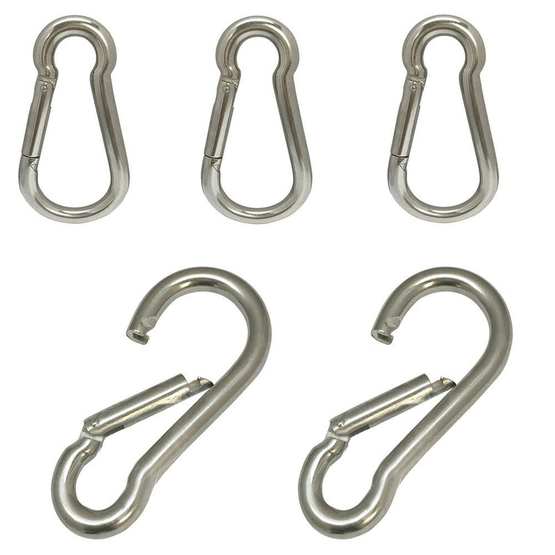 3/16" x 50mm Carabiner Spring Snap Hook Marine Set 5 PC 316 Stainless Steel 80 Lbs
