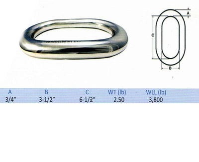 3/4'' 316 Stainless Steel Marine Master Link Welded Formed Boat WLL 3,800 Lbs