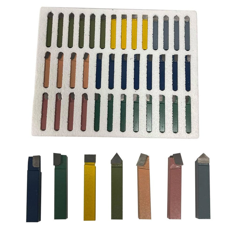 3/8" CARBIDE TIPPED TOOL BITS LATHE TOOLS 38 PIECE SET C6 AR,AL,BR,BL,C, E, D