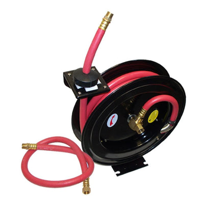 3/8" x 25 Ft. Feet Retractable Rubber Air Hose Reel 300 PSI