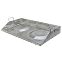 32" x 17-3/4" Stainless Steel Convex Comal Griddle Pan With Rack