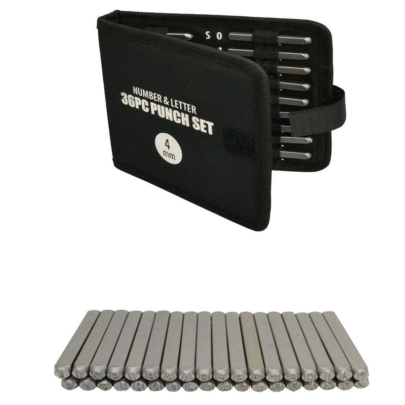 36 Piece Steel Hand Marking Punch Stamps Capital Alphabet Letter - Number Set Ingot Jeweler 4mm