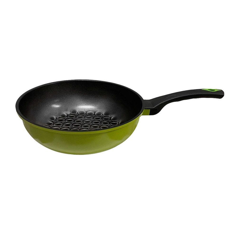 3D Green Bubble Diamond Coating Nonstick Wok 11" Diameter Cooking Pan Made in Korea