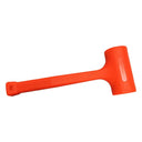 Orange dead blow hammer with soft face and anti-slip rubber handle for mechanics and DIY.