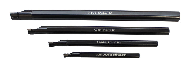 4 PC SCLR Indexable Boring Bar Set 5/16", 3/8", 1/2" & 5/8" with 14 CCMT Inserts7 Relief Angle