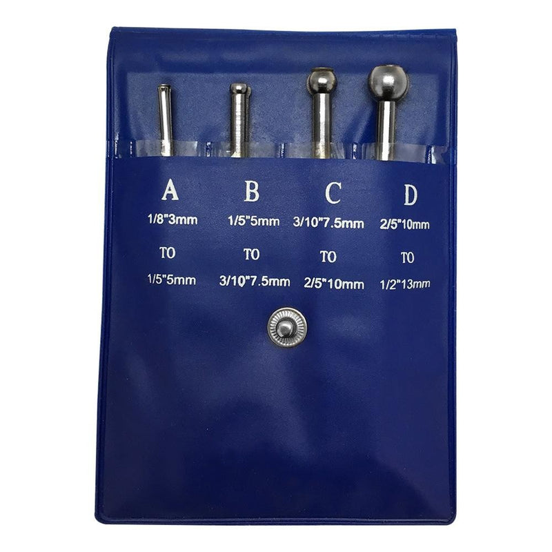 1/8 - 1/2" Telescopic T-Bore Full Ball Small Hole Gage 4 Pc Set