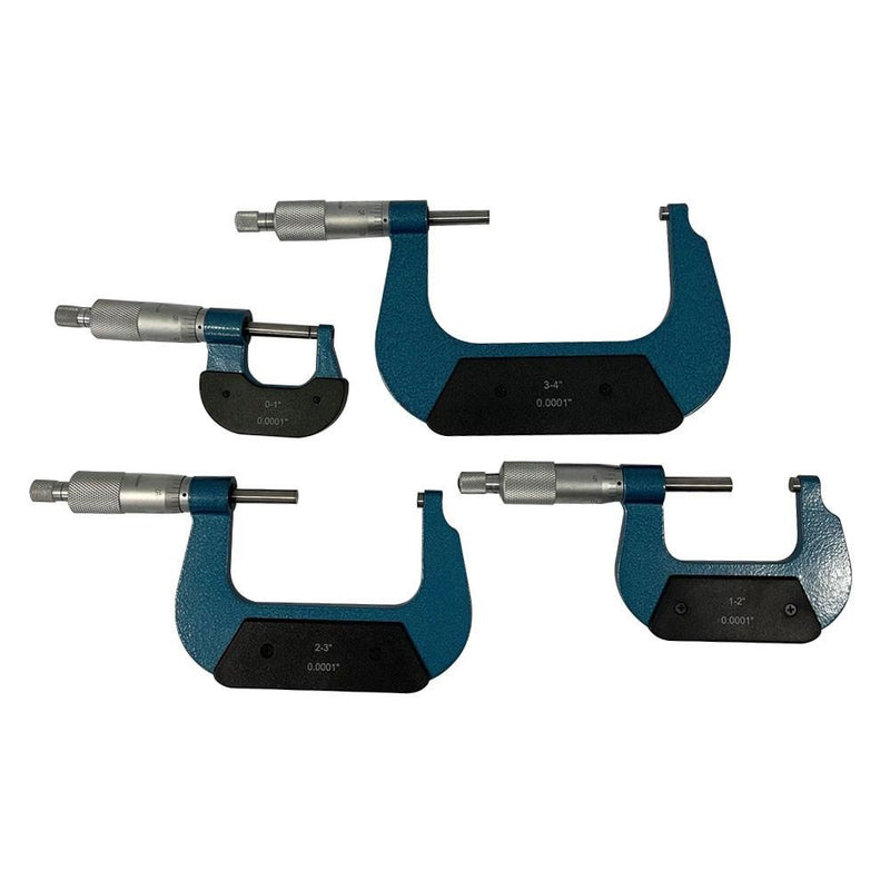 4 Pcs Outside Micrometer Set 0-1"/1-2"/2-3"/3-4" Range 0.0001&