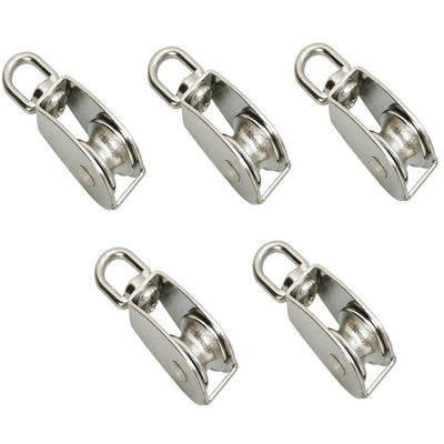 5 PC 1 1/4" 32mm Single Pulley with Swivel Eye Stainless Steel Hoist Rigging