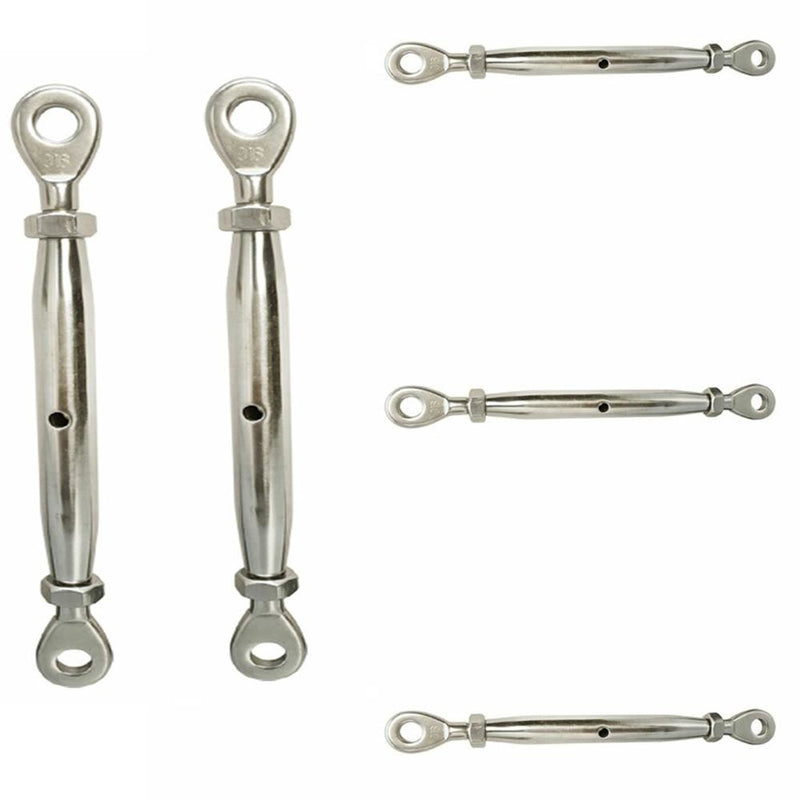 5 PC 1/4" Stainless Steel Closed Body Eye Eye Turnbuckle 300 LBs Limit