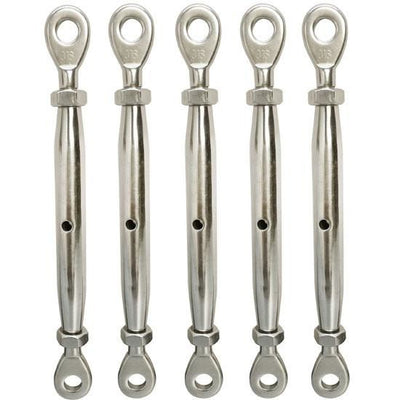 5 PC 1/4" Stainless Steel Closed Body Eye Eye Turnbuckle 300 LBs Limit