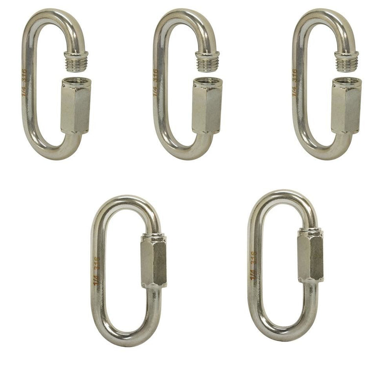 5 PC 1/4" Stainless Steel Quick Link Chain Rigging Marine Grade SS 316 Type
