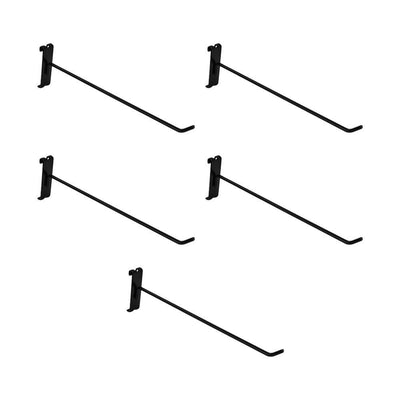 5 PC 12" Gloss Black Long Grid Wall Metal Hooks Display For Use W/ Gridwall Panels