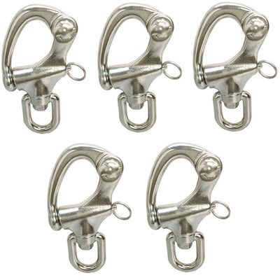 5 PC 2-3/4" 70mm Snap Shackle with Swivel Eye Stainless Steel Marine Grade 316