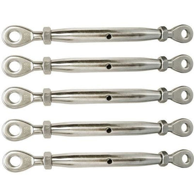 5 PC 3/16" Stainless Steel 316 Closed Body Eye Eye Turnbuckle 200 LBs Limit