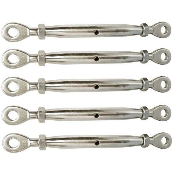 5 PC 3/16" Stainless Steel 316 Closed Body Eye Eye Turnbuckle 200 LBs Limit
