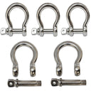 5 PC 3/16'' Chain Rigging Bow Shackle Anchor for Boat Stainless Steel Paracord