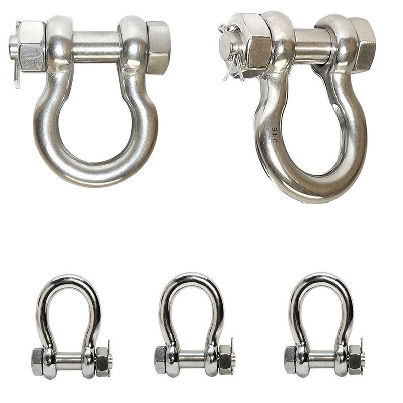 5 PC 3/8" Bolt Pin Anchor Shackle Stainless Steel SS 316 Marine Rigging Paracord