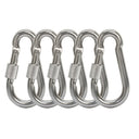 5 Pc 3/8" Spring Snap Hook w Screw Lobster Claw Carabiner Stainless Steel Marine Clip Boat 500 LBS Cap