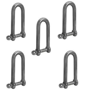 5 Pc 3/8'' Captive Pin Long D-Shackle Stainless Steel For Boat Marine 1,000 Lbs