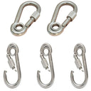5 PC 1/4" Stainless Steel Carabiner Spring Snap Hook Eyelet & Screw 250 LB Cap