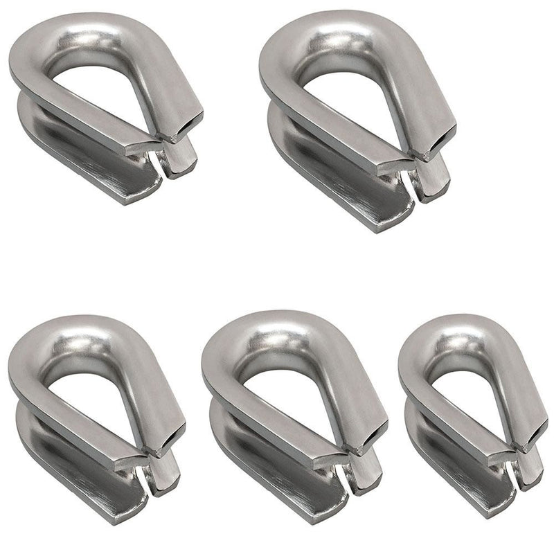 5 PC 5/16" HEAVY DUTY Stainless Steel Wire Rope Thimble Marine