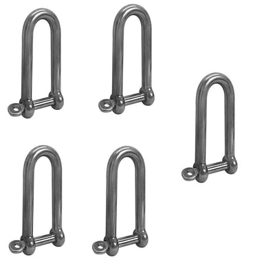 5 Pc 5/16'' Captive Pin Long D-Shackle Stainless Steel For Boat Marine 500 Lbs