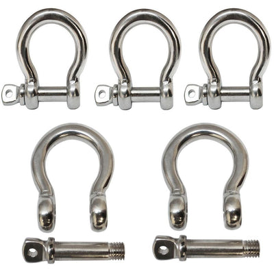 5 PC Boat Chain Rigging Bow Shackle Anchor Stainless Steel Paracord 3/8''