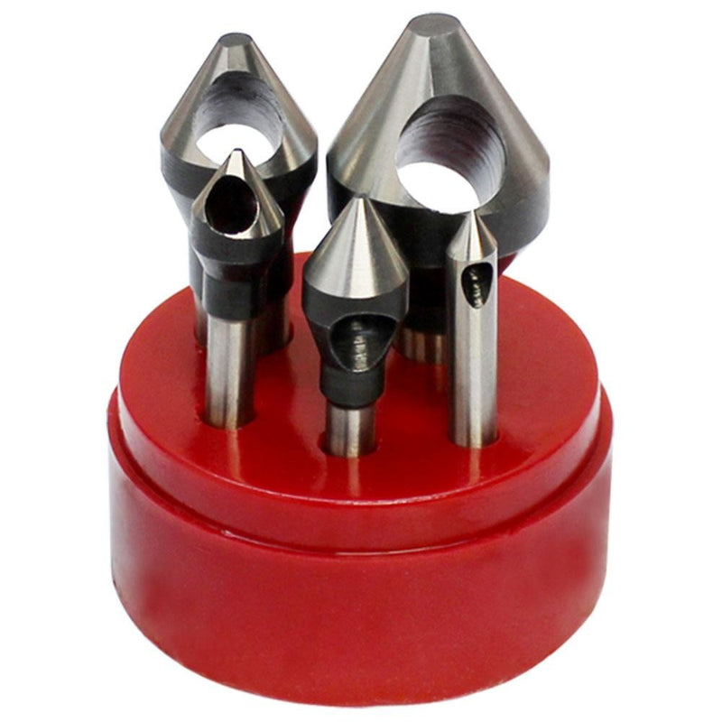 5 PC HSS Countersinks & Deburring Tool Set Straight Shank 60 Degree 1/16 - 9/16