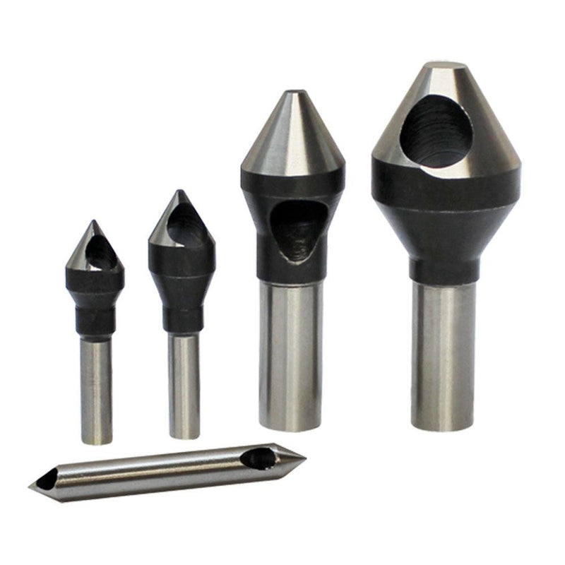 5 PC HSS Countersinks & Deburring Tool Set Straight Shank 60 Degree 1/16 - 9/16