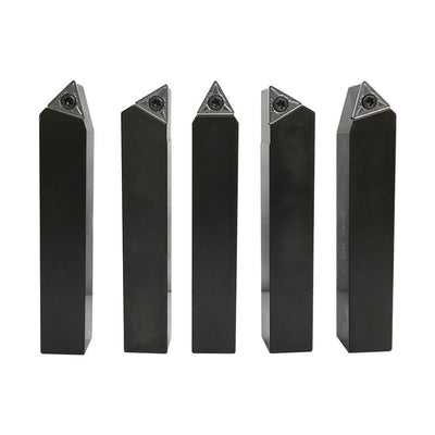 5 PC Indexable Carbide Inserts Turning Tool Bit Holder 3/4" Shank Turning Facing Bore Thread V Groove