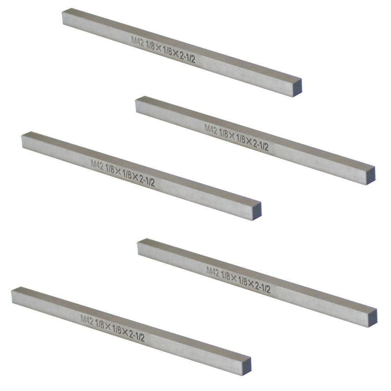 5 PC M42 Cobalt HSS Square Rectangle Tool Bits 1/8" x 1/8" x 2 1/2"