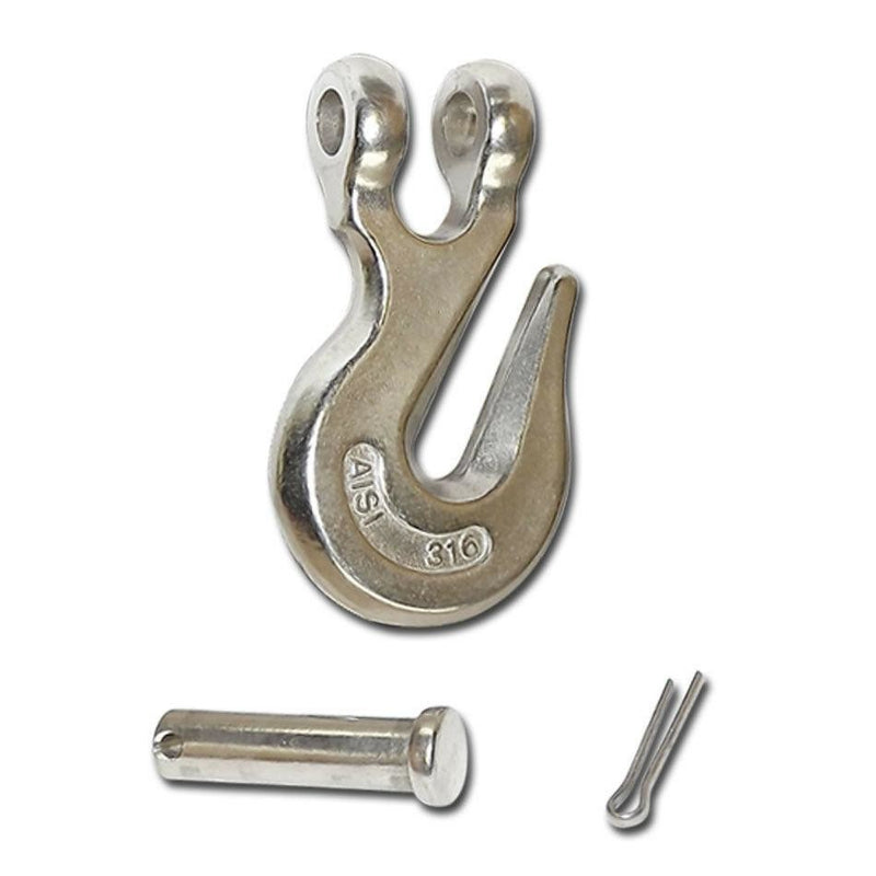 5 PC Marine 5/16" Stainless Steel Clevis Grab Hook Towing Truck Tie Down 2,200 LBS