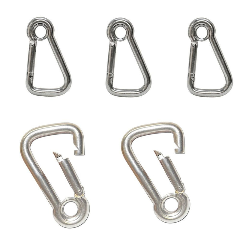 5 PC Marine Carabiner Clip Spring Snap Hook Eyelet 5/16" Stainless Steel